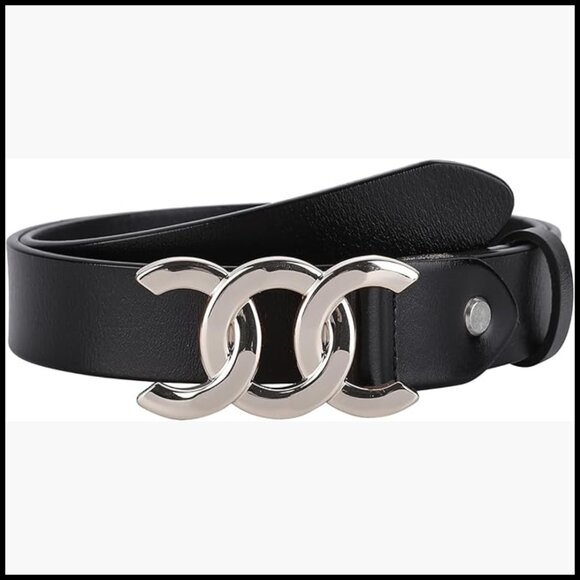 Real Leather Belt with Gold/Silver Buckle for Dress Pants Jeans
